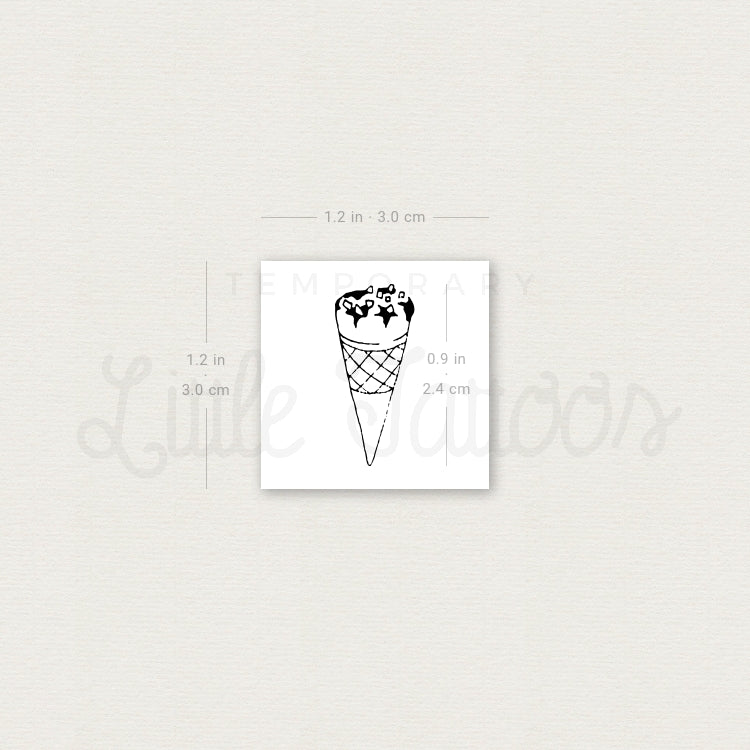 Ice Cream Cone Temporary Tattoo - Set of 3