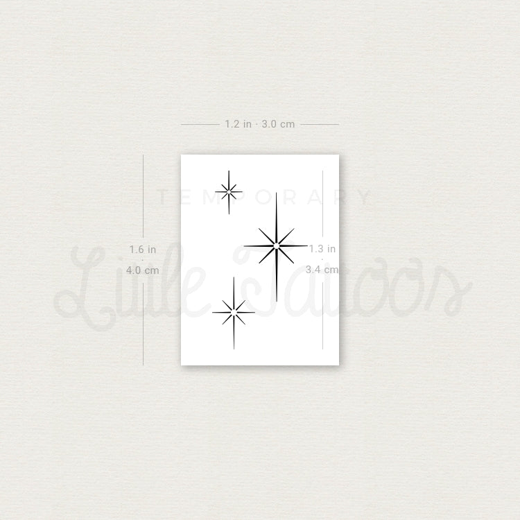 Three Shinning Sparkles Temporary Tattoo - Set of 3