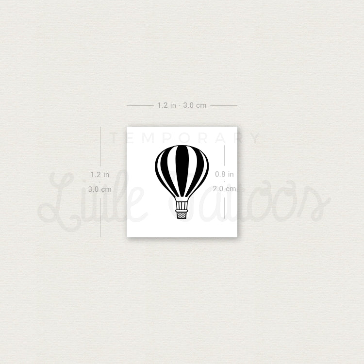 Stripped Hot Air Balloon Temporary Tattoo - Set of 3
