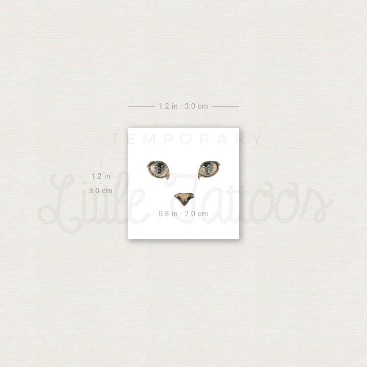 Small Cat Face Temporary Tattoo - Set of 3