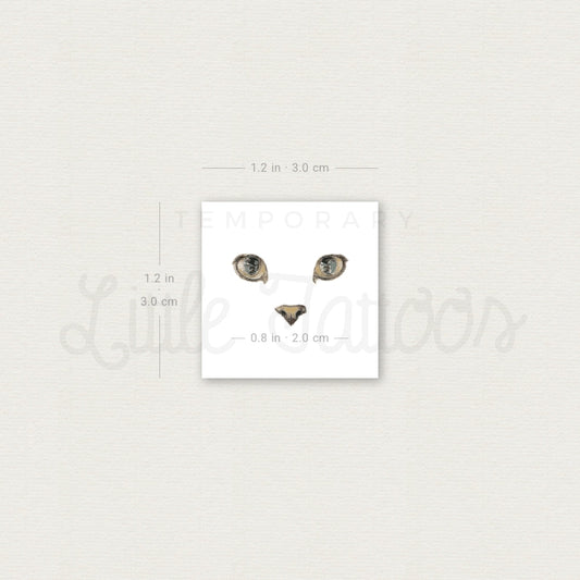 Small Cat Face Temporary Tattoo - Set of 3