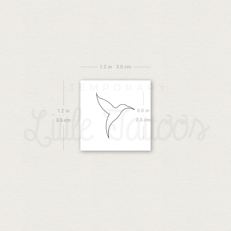Tatuaje temporal minimalista de colibrí de línea fina (juego de 3)