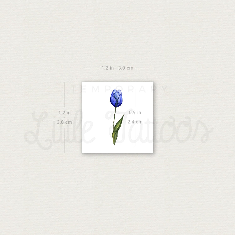 Tatuaje temporal de tulipán azul pequeño de Lena Fedchenko (juego de 3)