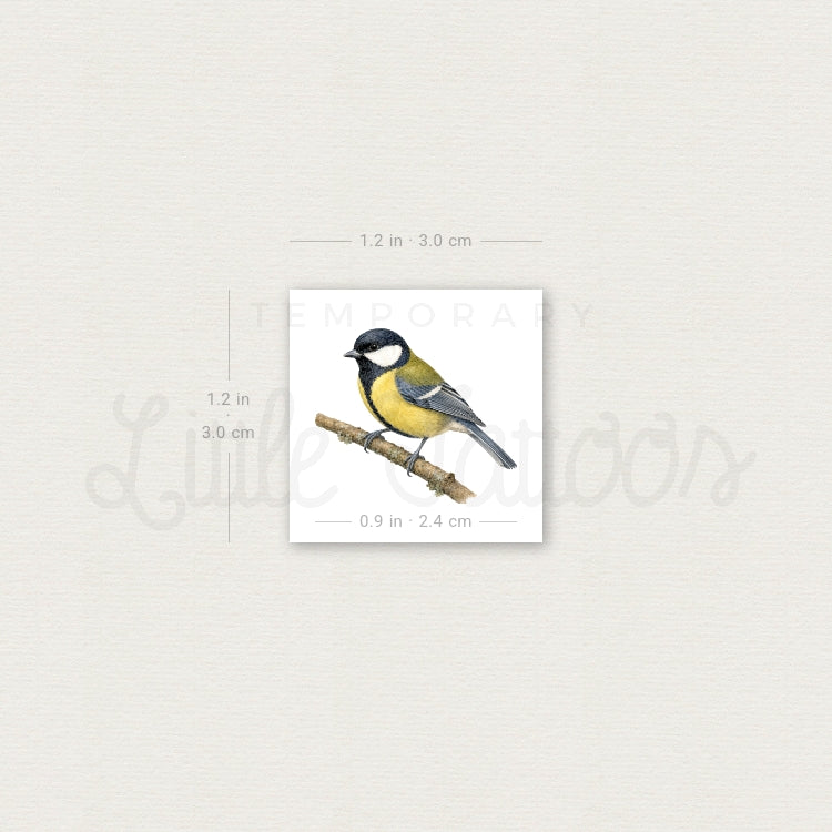 Great Tit Temporary Tattoo - Set of 3