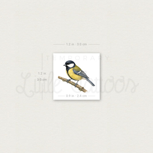 Great Tit Temporary Tattoo - Set of 3