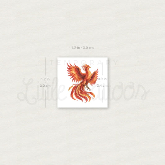 Watercolor Phoenix Temporary Tattoo - Set of 3