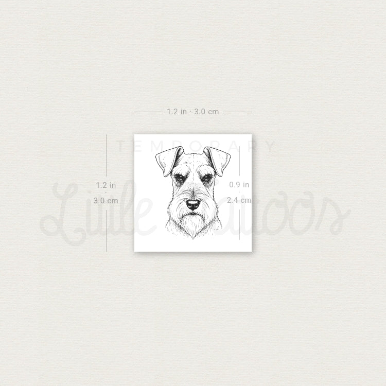 Fine Line Schnauzer Portrait Temporary Tattoo - Set of 3