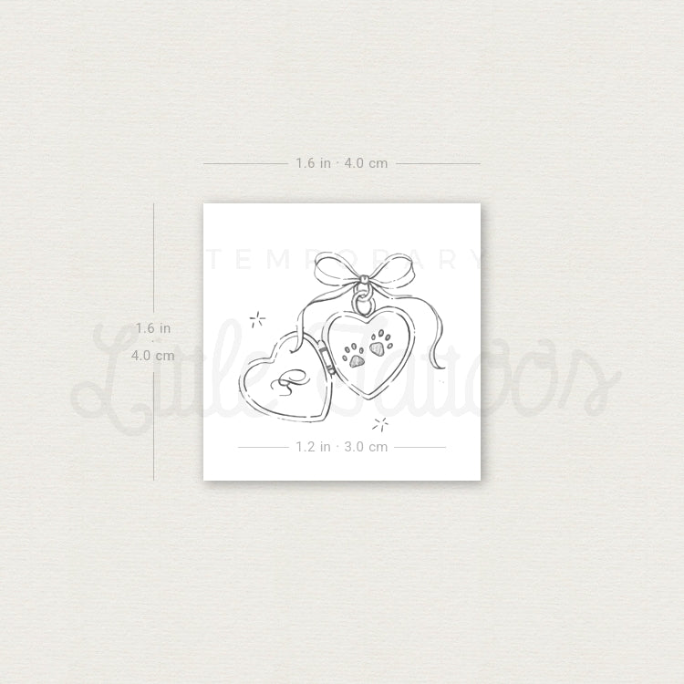 Pet Heart Pendant Temporary Tattoo By Stefano Mazza - Set of 3
