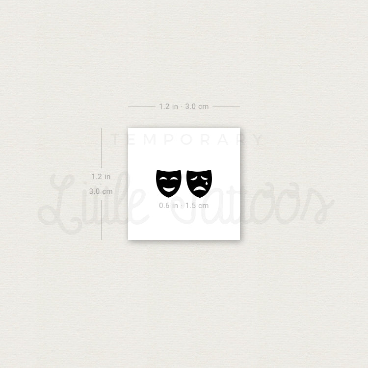 Drama Masks Temporary Tattoo - Set of 3