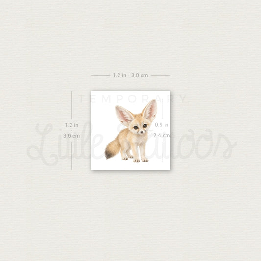 Baby Fennec Fox Temporary Tattoo - Set of 3