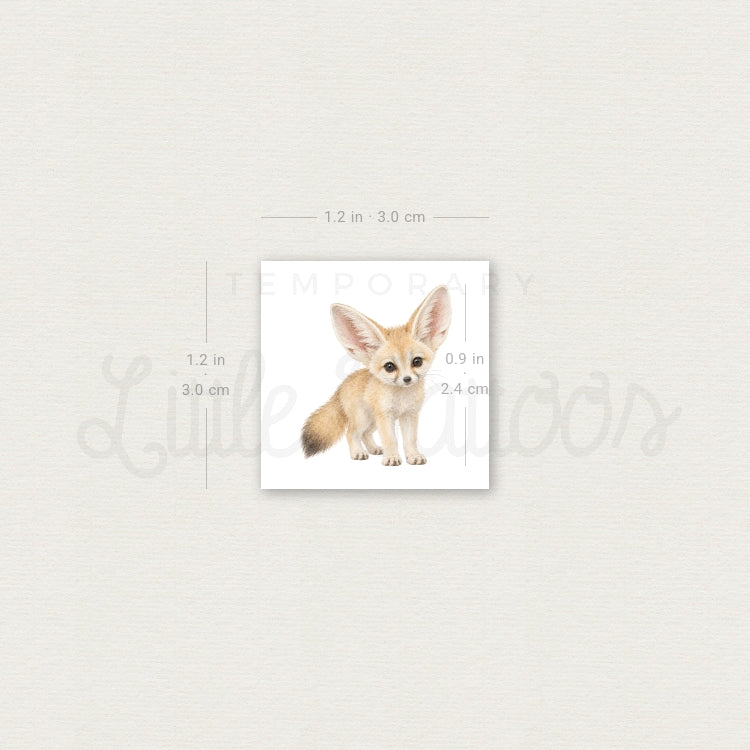 Baby Fennec Fox Temporary Tattoo - Set of 3