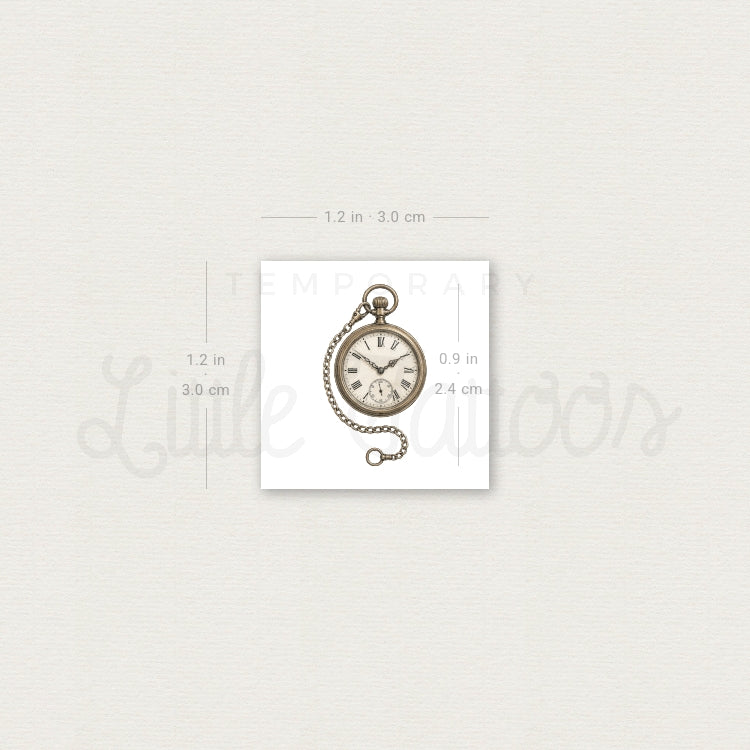 Pocket Watch Temporary Tattoo - Set of 3