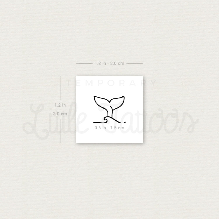 Wave And Whale Tail Temporary Tattoo - Set of 3