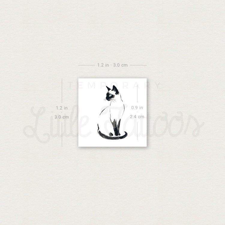 Watercolor Siamese Cat Temporary Tattoo - Set of 3