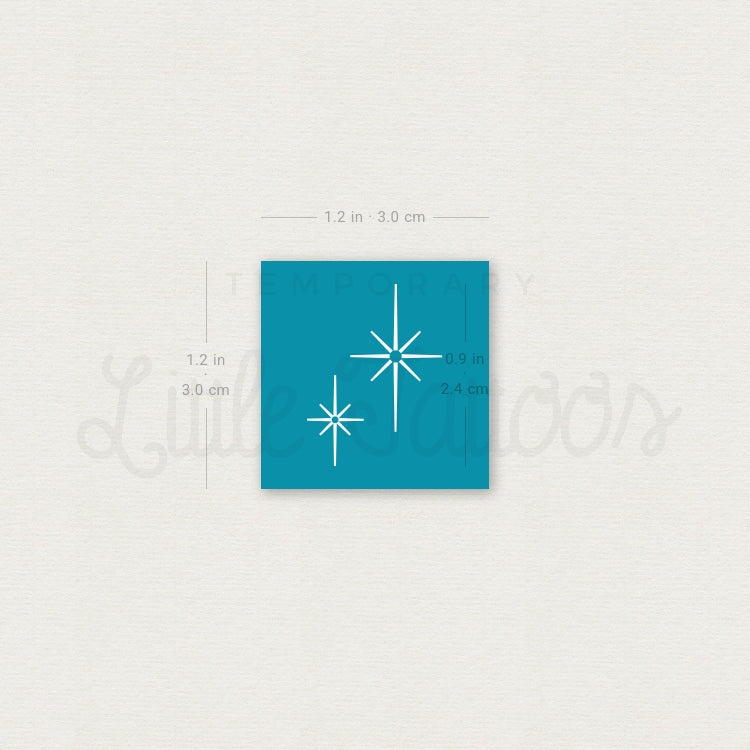 Tatuaje temporal de estrellas blancas brillantes (juego de 3)