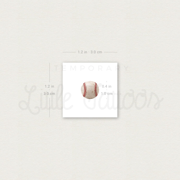 Baseball Ball Temporary Tattoo - Set of 3