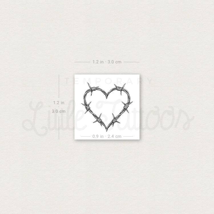 Tatuaje temporal de alambre de púas en forma de corazón (juego de 3)