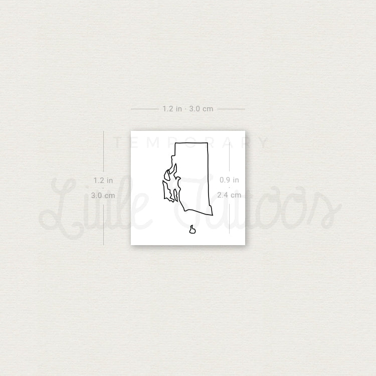 Tatuaje temporal del contorno del mapa de Rhode Island (juego de 3)