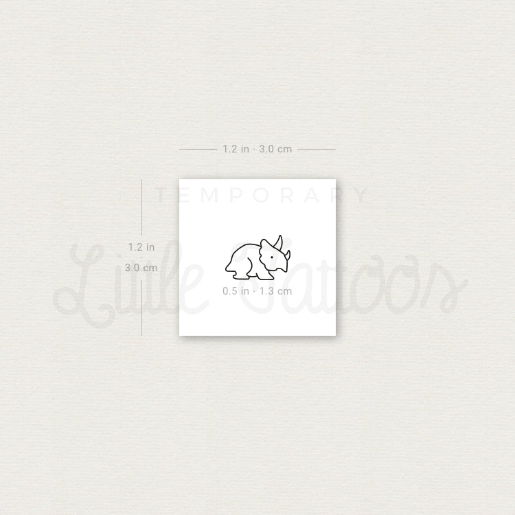 Tiny Triceratops Temporary Tattoo - Set of 3