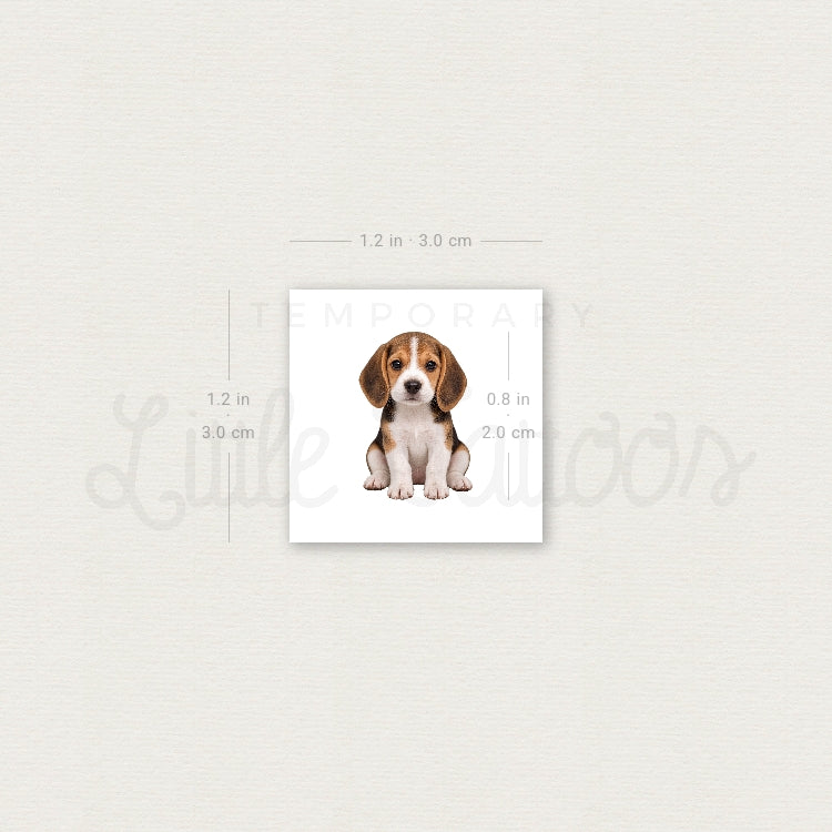 Seated Beagle Puppy Temporary Tattoo - Set of 3