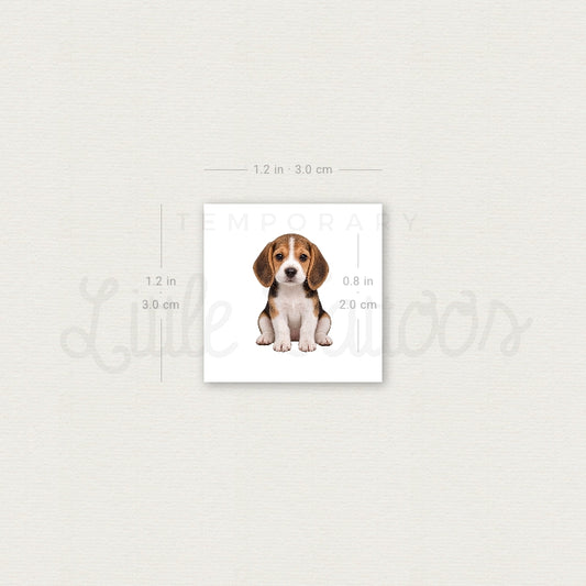 Seated Beagle Puppy Temporary Tattoo - Set of 3