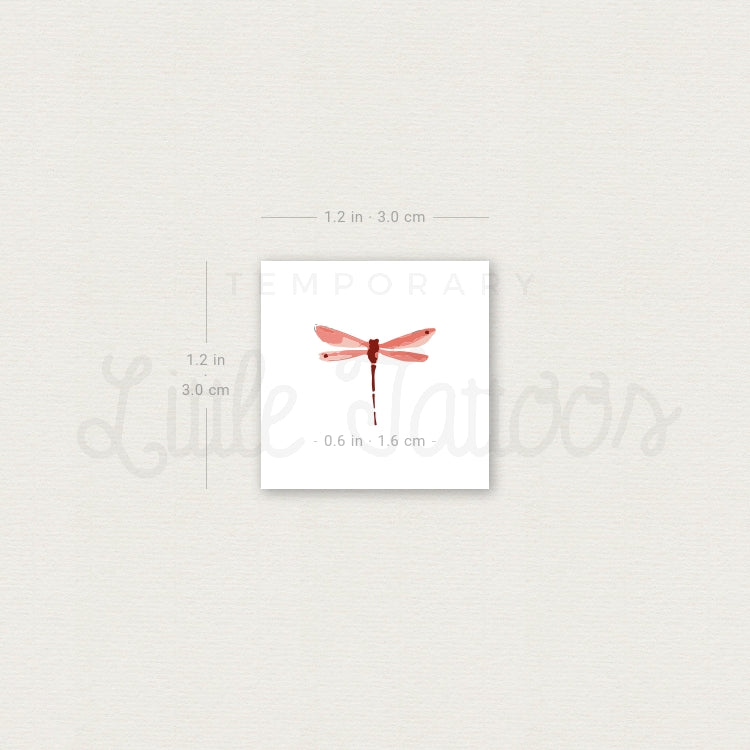 Red Watercolor Dragonfly Temporary Tattoo - Set of 3