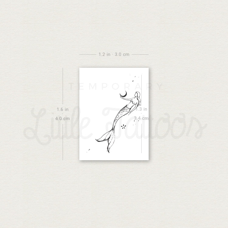 Moon Holding Mermaid By Stefano Mazza Temporary Tattoo - Set of 3