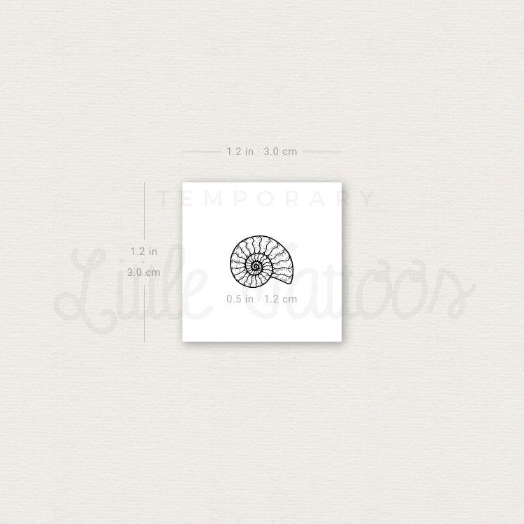 Ammonite Temporary Tattoo - Set of 3