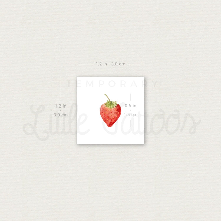 Watercolor Strawberry Temporary Tattoo - Set of 3