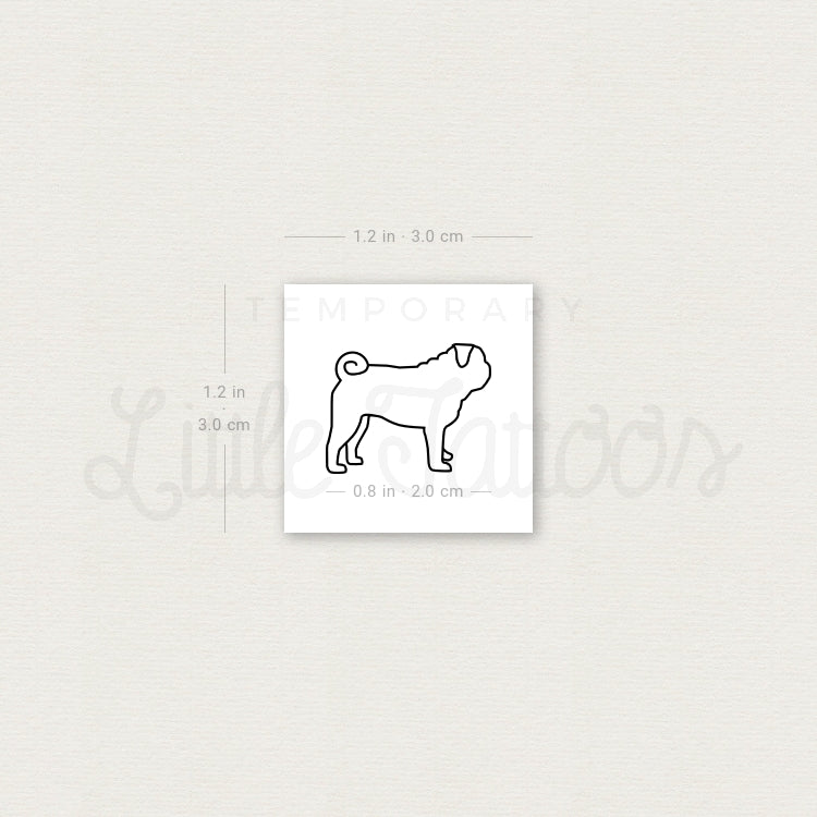 Pug Temporary Tattoo - Set of 3