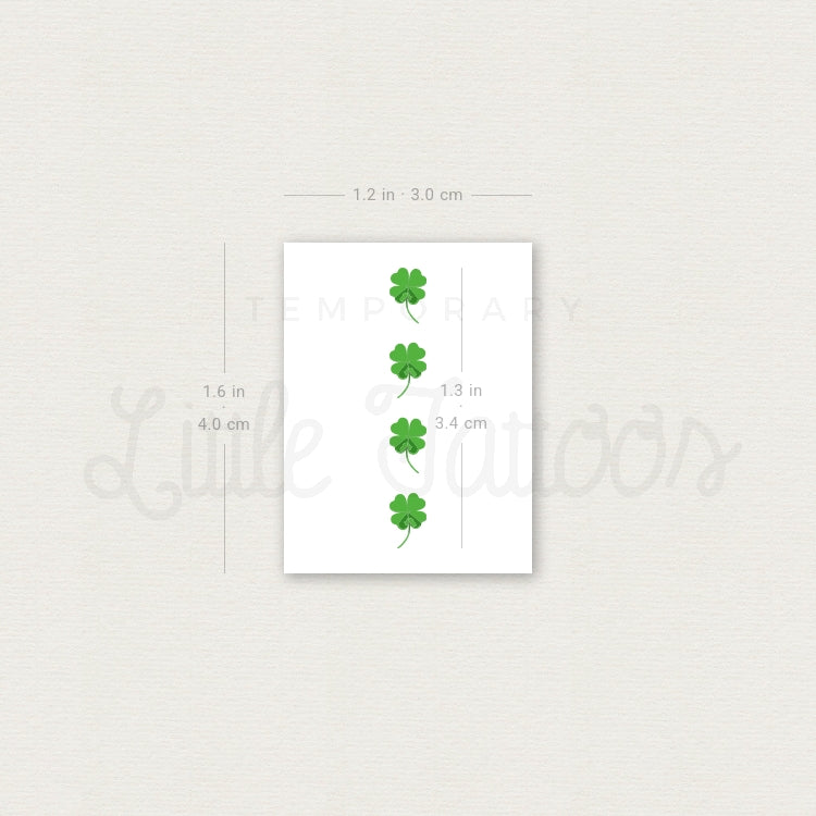 Four Tiny Four Leaf Clovers Temporary Tattoo - Set of 3