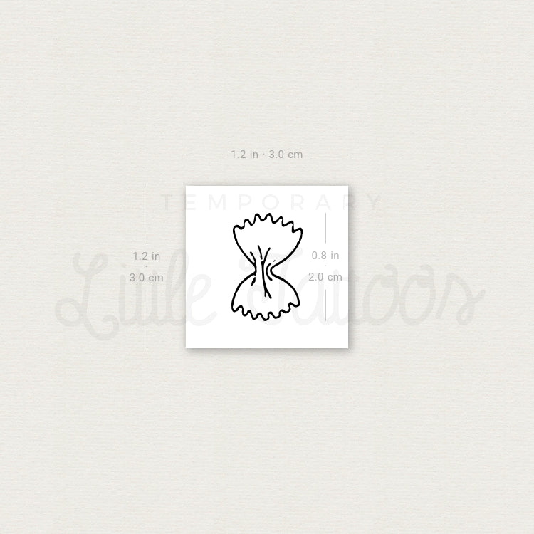 Small Farfalle Pasta Temporary Tattoo - Set of 3