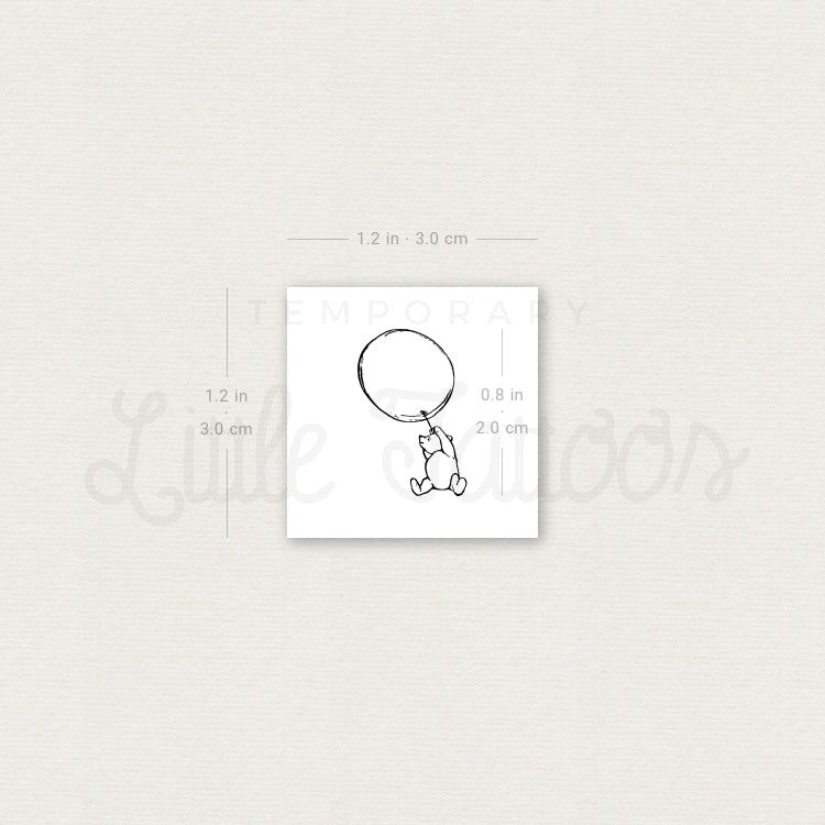 Tatuaje temporal clásico de Winnie the Pooh y globo (juego de 3)