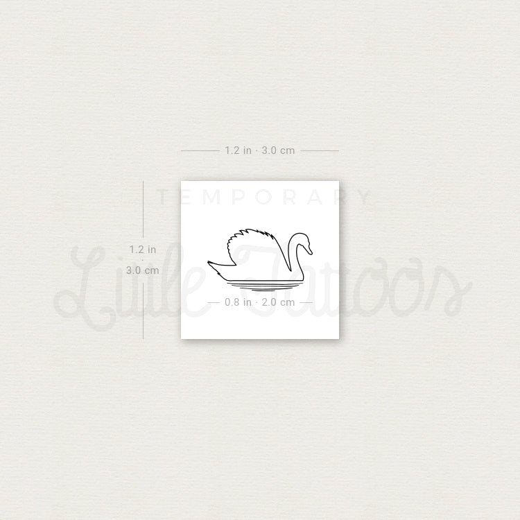 Swan Outline Temporary Tattoo - Set of 3