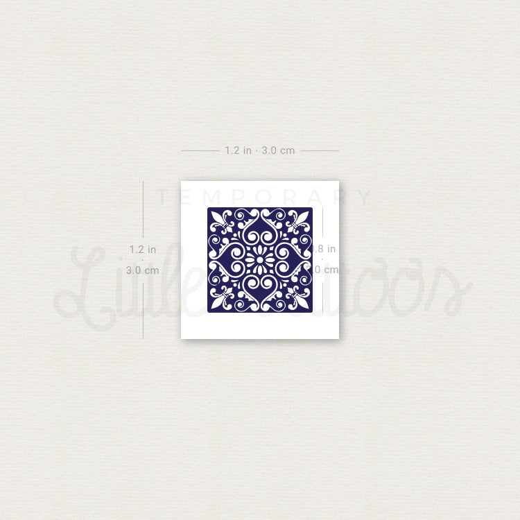 Little Portuguese Tile Temporary Tattoo - Set of 3