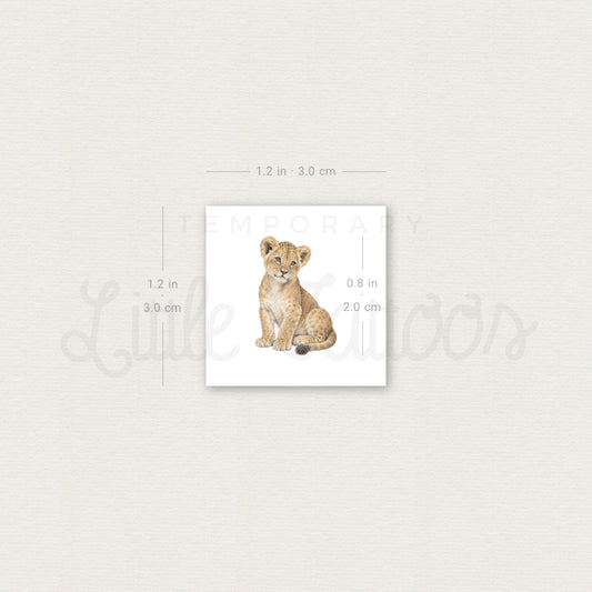 Watercolor Lion Cub Temporary Tattoo - Set of 3