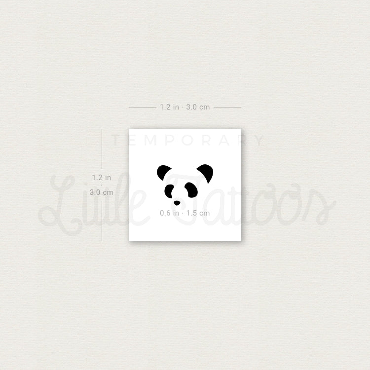 Tatuaje temporal minimalista de cara de panda (juego de 3)