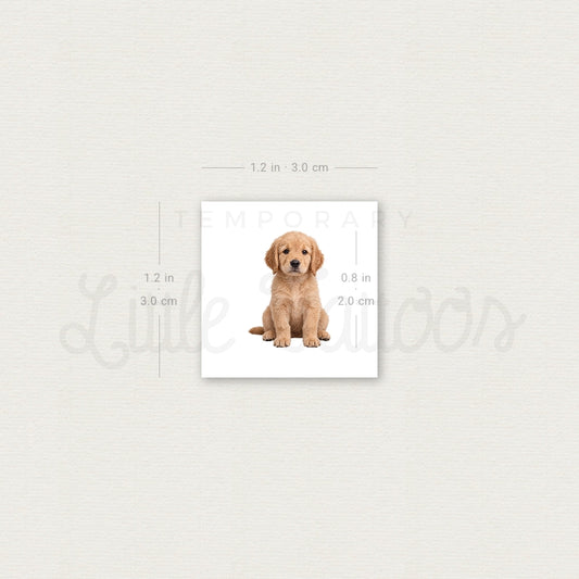 Seated Golden Retriever Puppy Temporary Tattoo - Set of 3