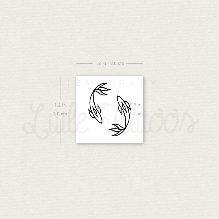 Two Opposite Fish Temporary Tattoo - Set of 3