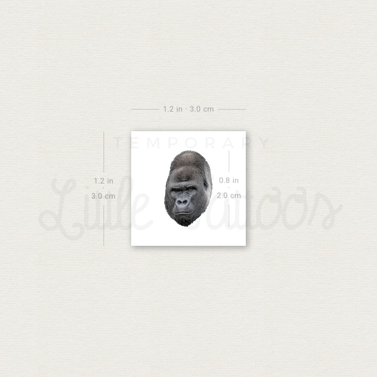 Gorilla Portrait Temporary Tattoo - Set of 3