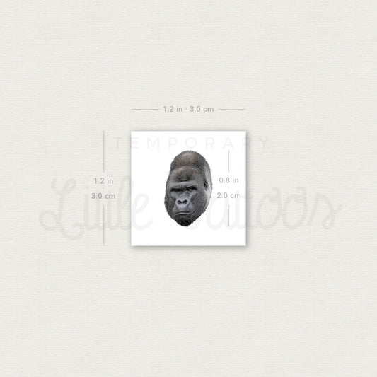 Gorilla Portrait Temporary Tattoo - Set of 3