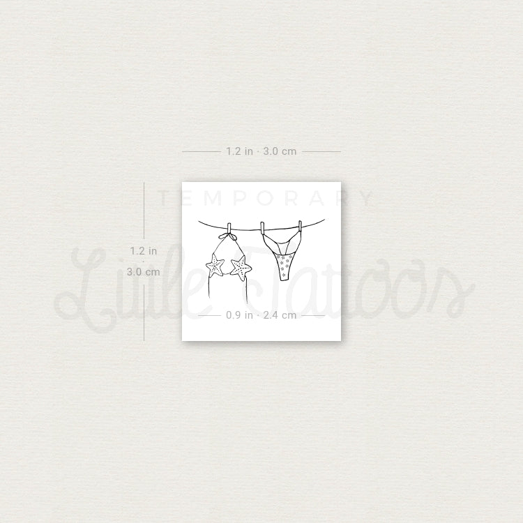 Hanging Bikini Temporary Tattoo - Set of 3