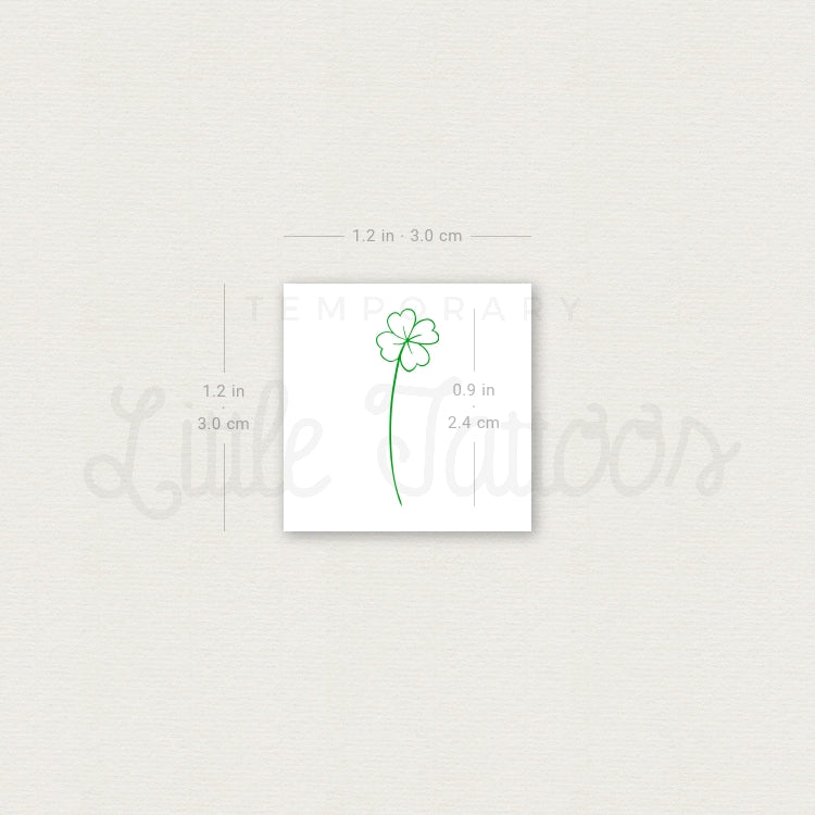 Green Four-Leaf Clover Temporary Tattoo - Set of 3