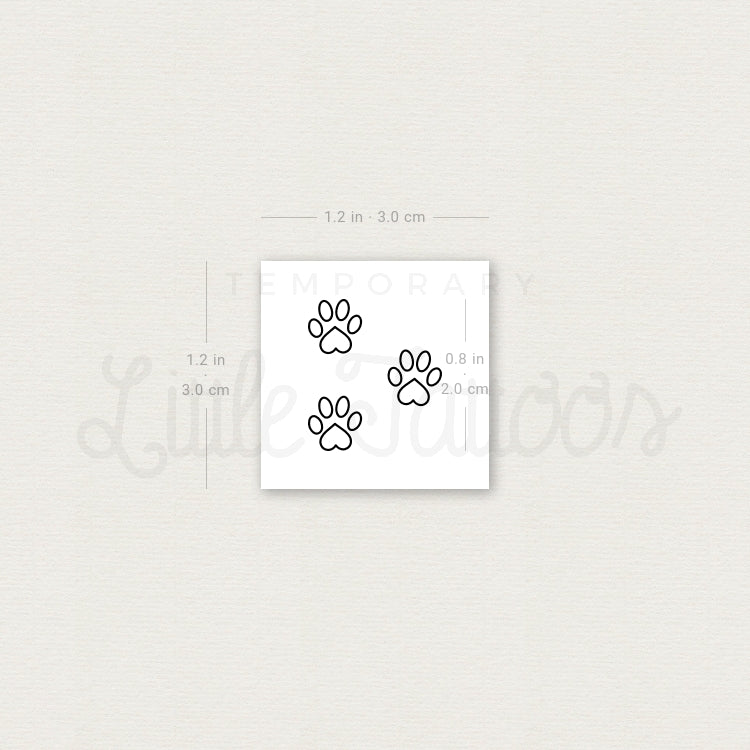 Love Paws Temporary Tattoo - Set of 3