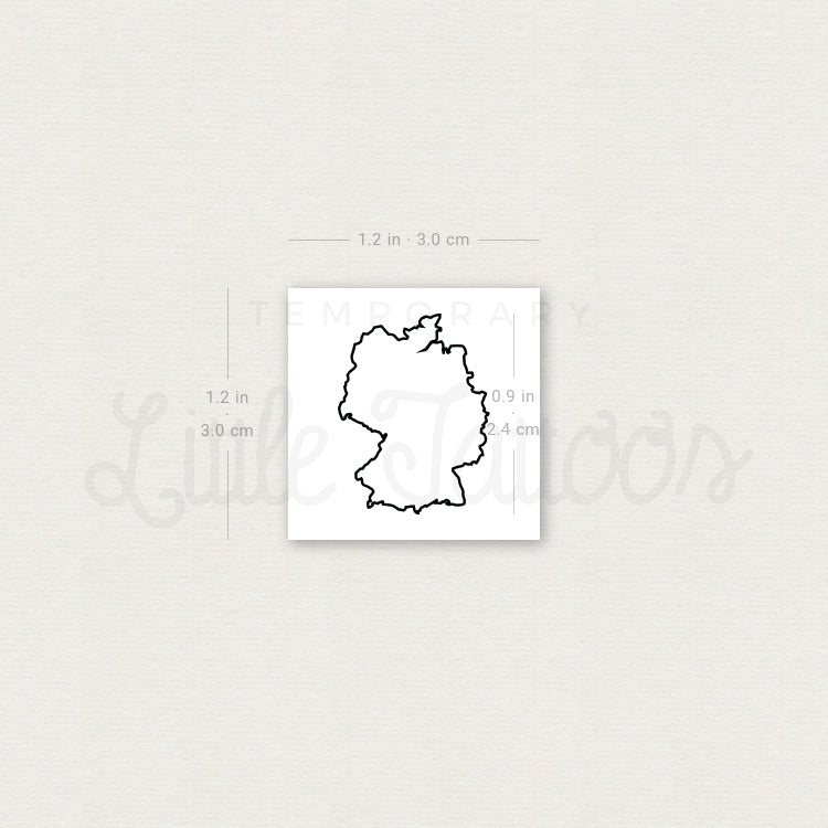 Map Of Germany Outline Temporary Tattoo - Set of 3