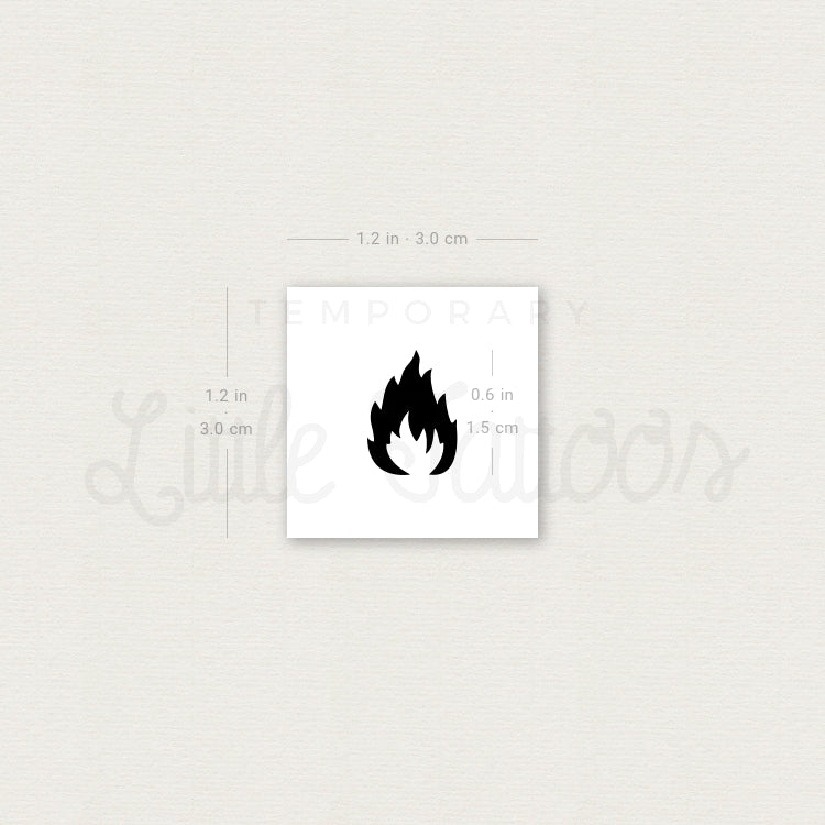 Black Fire Flame Temporary Tattoo - Set of 3