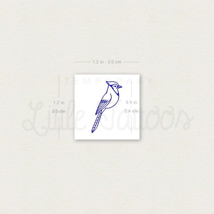 Tatuaje temporal minimalista de arrendajo azul - Juego de 3
