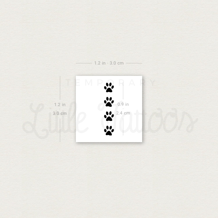 Four Paw Prints Inline Temporary Tattoo - Set of 3