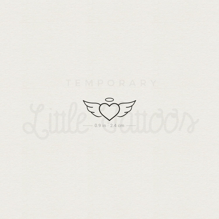 Winged Heart And Halo Temporary Tattoo - Set Of 3 – Little Tattoos