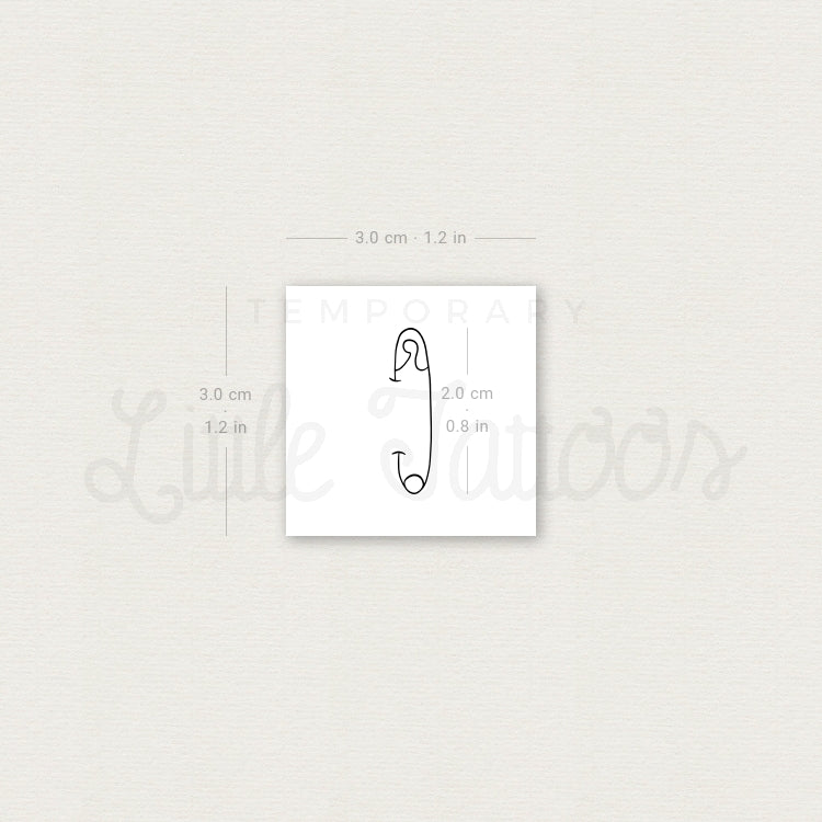 Fine Line Safety Pin Temporary Tattoo - Set of 3